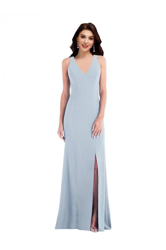 Cheapest Stretch Crepe Trumpet Long Sleeveless Criss Cross Back Evening Dress Canada