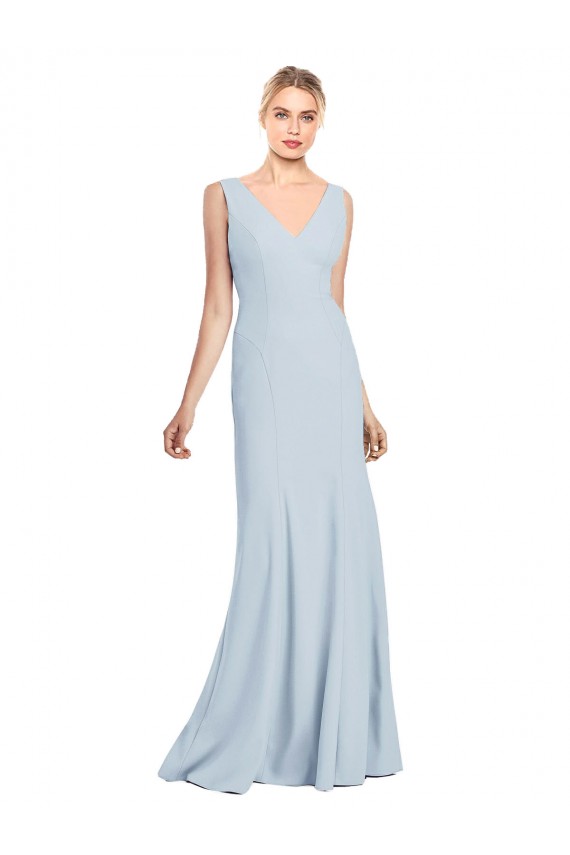 Cheapest Stretch Crepe Trumpet Trumpet Sleeveless Light Sky Blue Evening Dress Canada