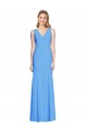 Cheapest Stretch Crepe Trumpet Trumpet Sleeveless Peacock Blue Semi Formal Evening Dress Canada