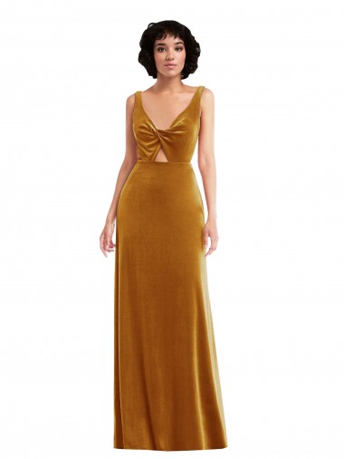 Cheapest Stretch Velvet Trumpet Long Sleeveless V-Back Semi Formal Evening Dress Canada