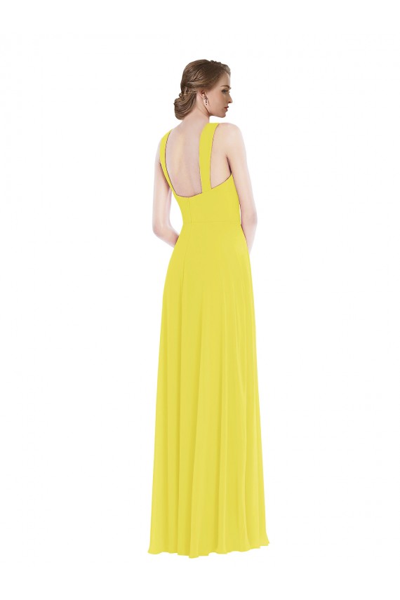 Cheapest Soft Chiffon A-Line Long Sleeveless Semi Formal Evening Dress Canada